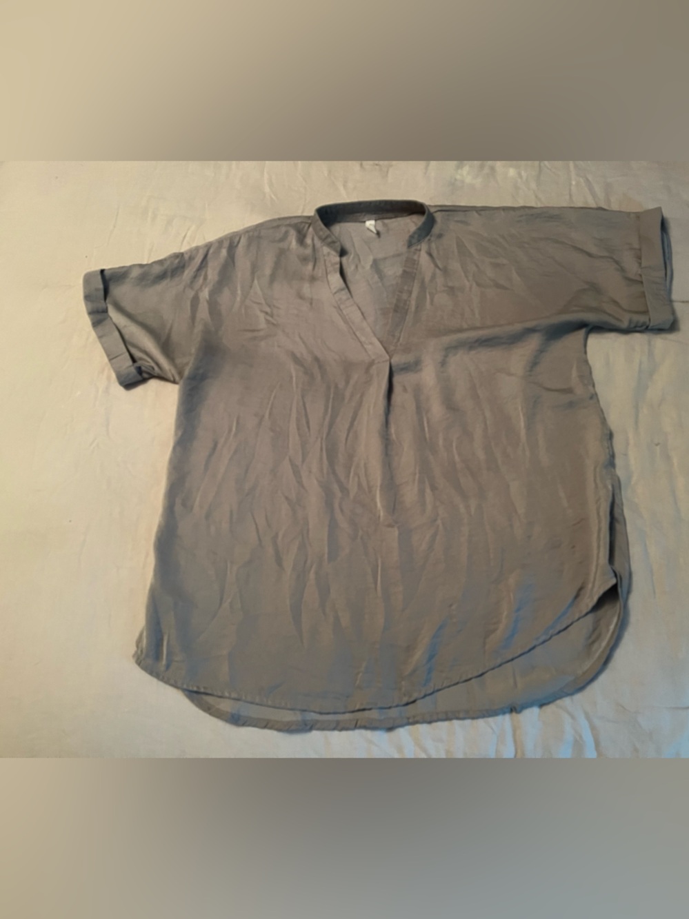 Lightweight Gray V-Neck Blouse